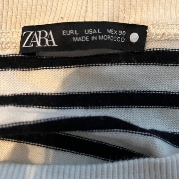 Zara Sz Large Black & White Striped Long Sleeve Top - Picture 6 of 6